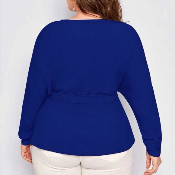 Boho dusty pink  plus size pearls beaded surplice blouse - Picture 3 of 6